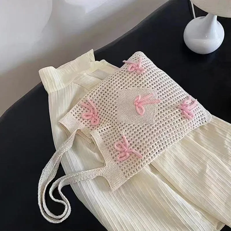 🌊✨ Cute & Comfy Crochet Beach Bag 🌼🌈 Stylish Knitted Tote for Fun Vacations! 🏖️💖