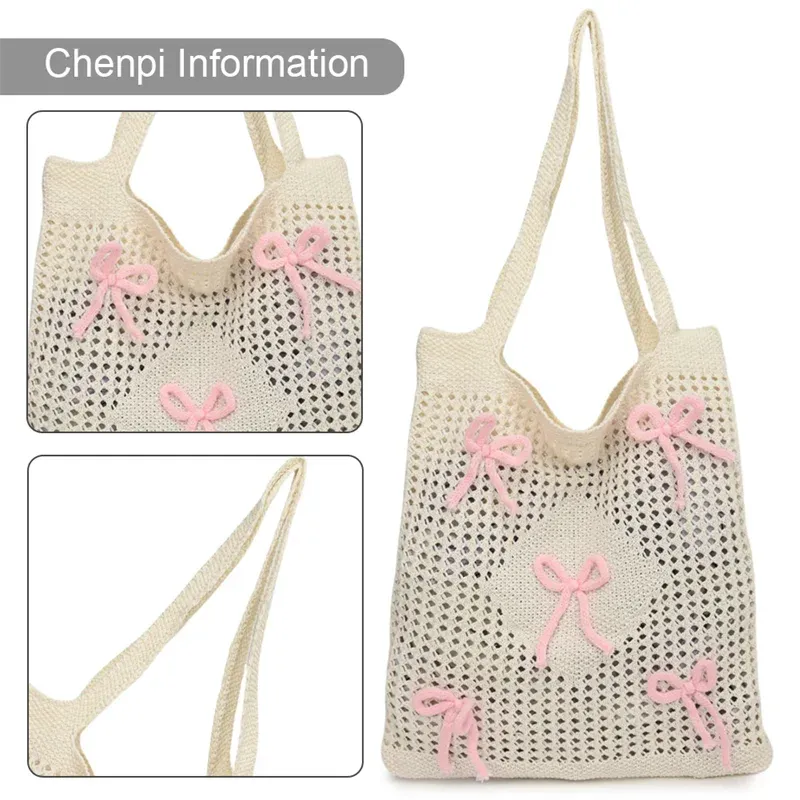 🌊✨ Cute & Comfy Crochet Beach Bag 🌼🌈 Stylish Knitted Tote for Fun Vacations! 🏖️💖