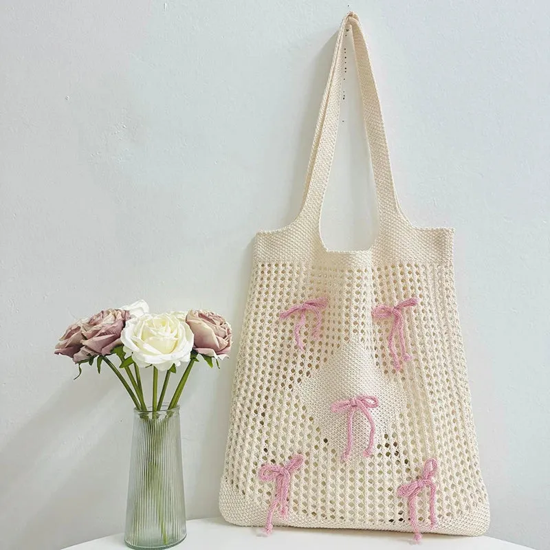🌊✨ Cute & Comfy Crochet Beach Bag 🌼🌈 Stylish Knitted Tote for Fun Vacations! 🏖️💖