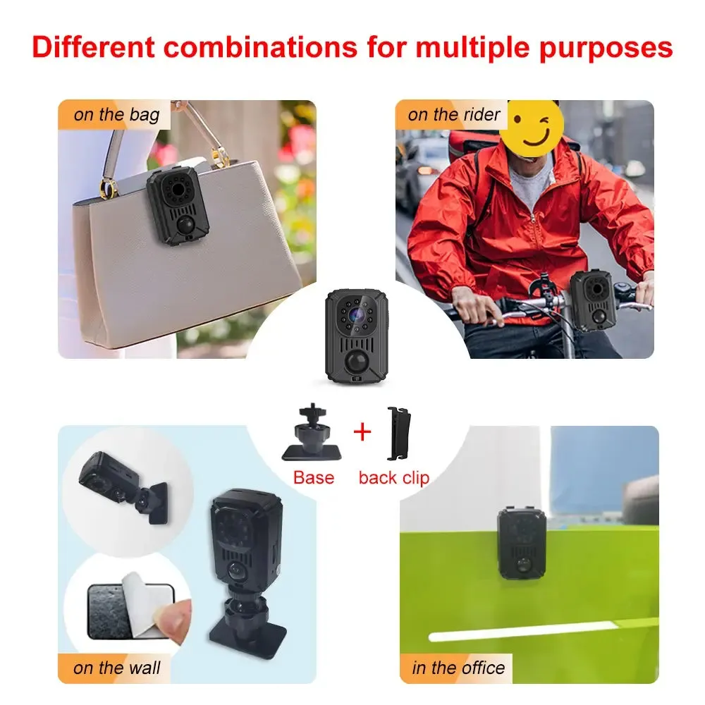 1080P Full HD Mini Body Camera with Back Clip, Voice Recording & Infrared Night Vision for Outdoors, Home Security or Office