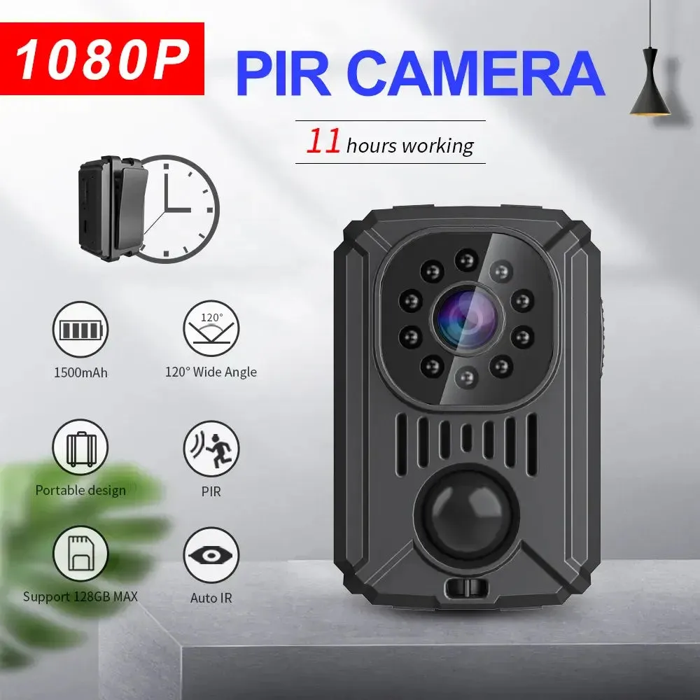 1080P Full HD Mini Body Camera with Back Clip, Voice Recording & Infrared Night Vision for Outdoors, Home Security or Office