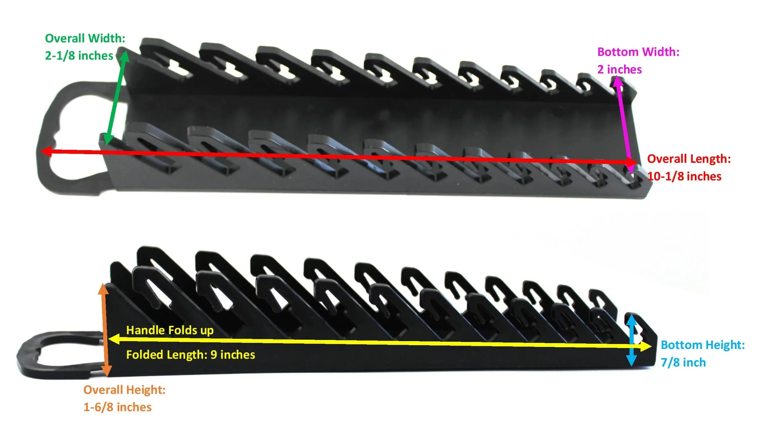 11-Tool Plastic Portable Wrench Gripper Organizer Holder Tray for Stubby or Line Wrenches