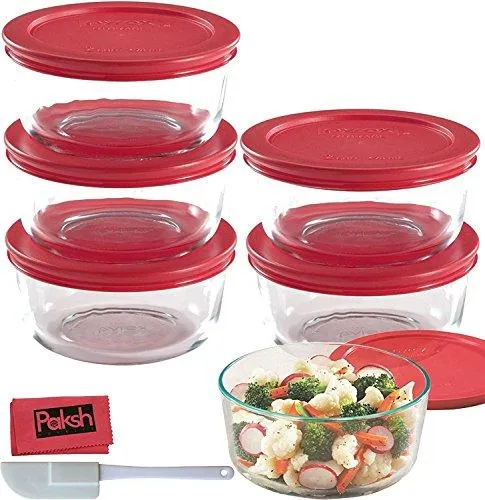 12-Piece Set Glass Food Storage Containers, 2-Cup Bowls With Lids (6 Bowls And 6 Lids) - Bundled With Mini Scraper & Cloth