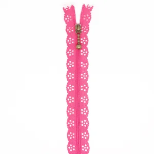 12" Lace Zipper in Hot Pink