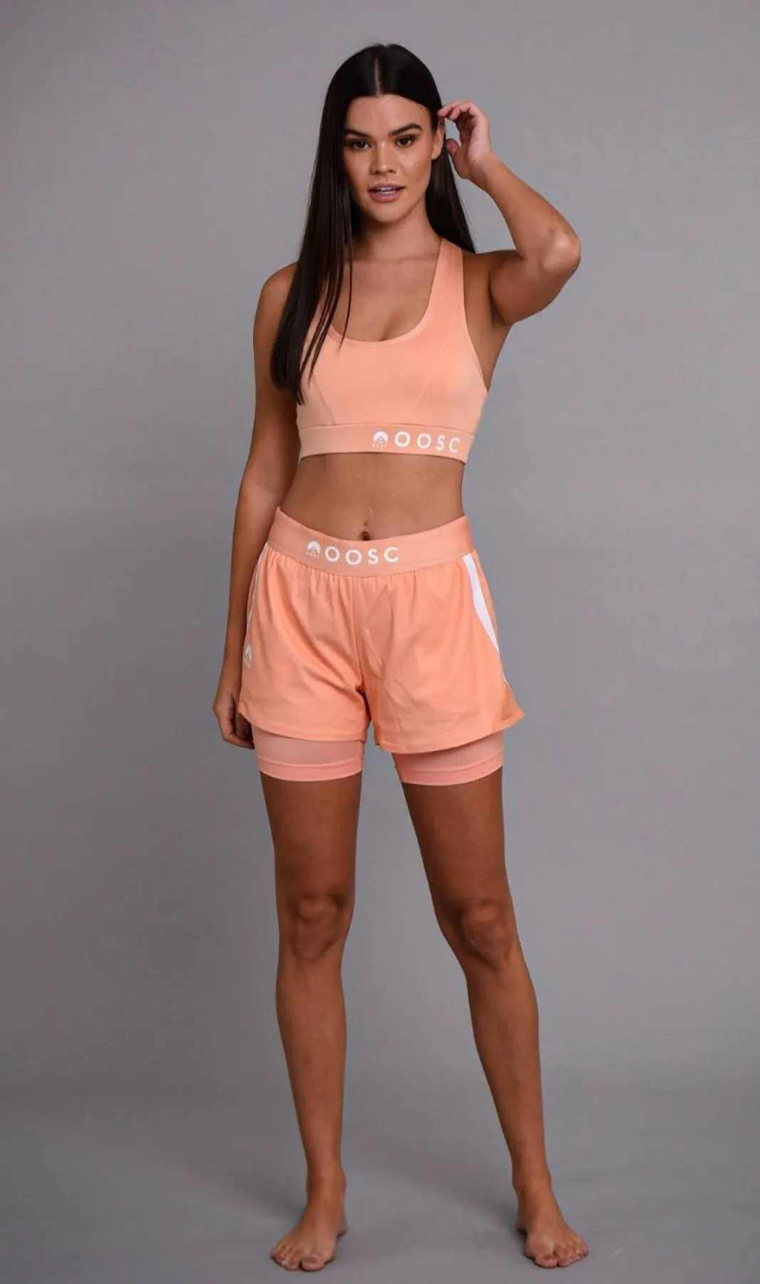 2-in-1 Booty Gym Shorts, Peach - Women's