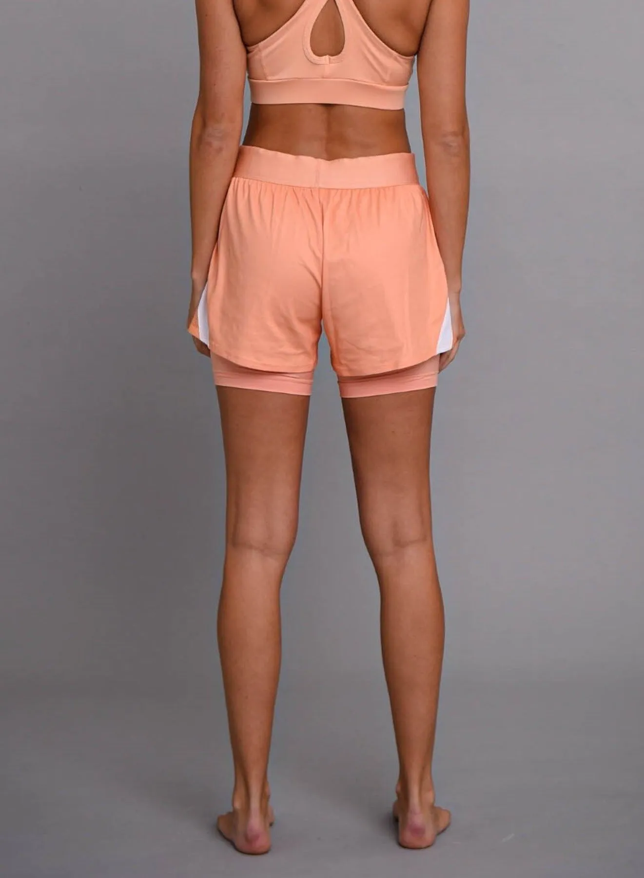 2-in-1 Booty Gym Shorts, Peach - Women's