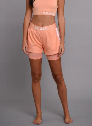 2-in-1 Booty Gym Shorts, Peach - Women's