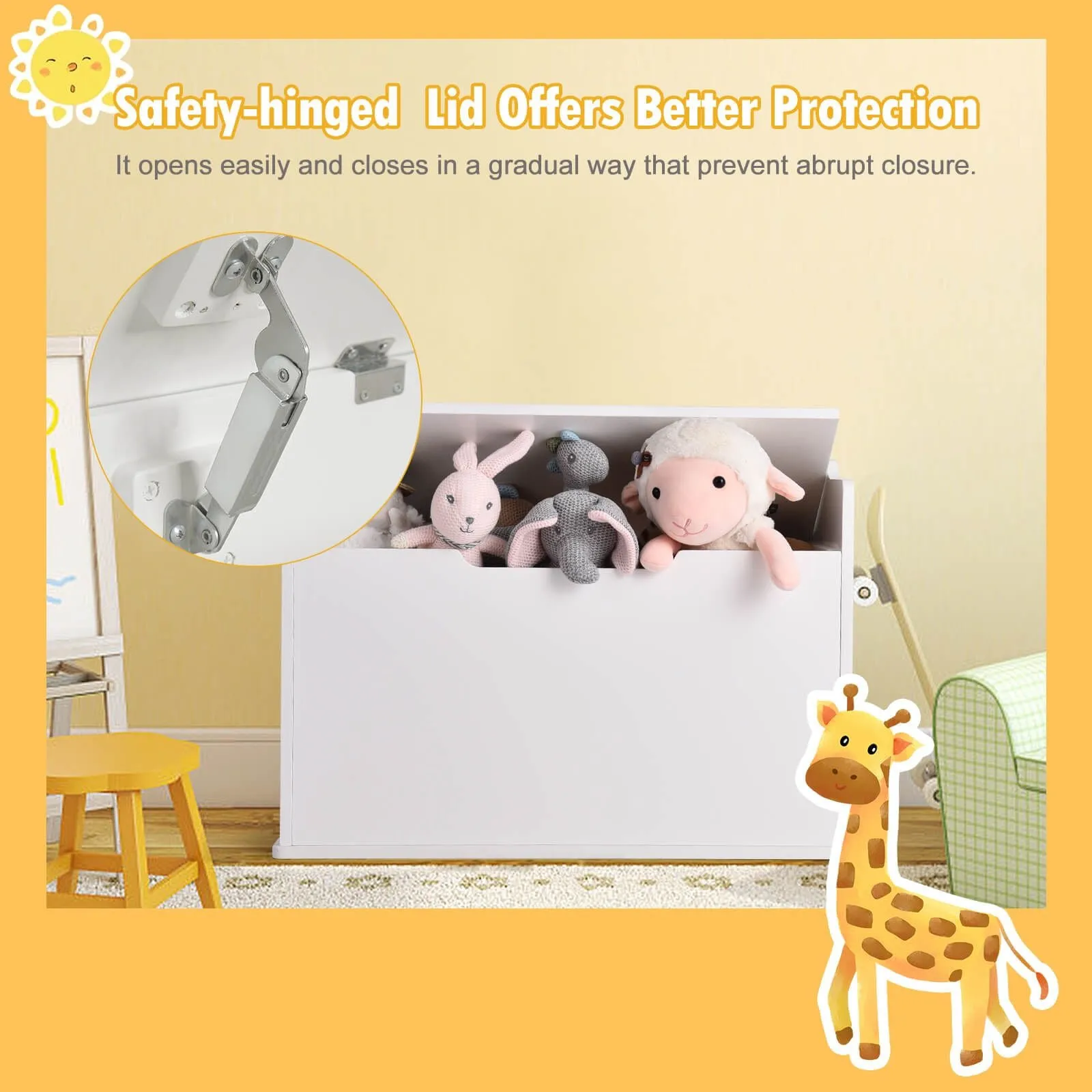 2-in-1 Kids Toy Box and Bench with Cushion | Childrens Wooden Toy Storage Box | 3 Colour Options