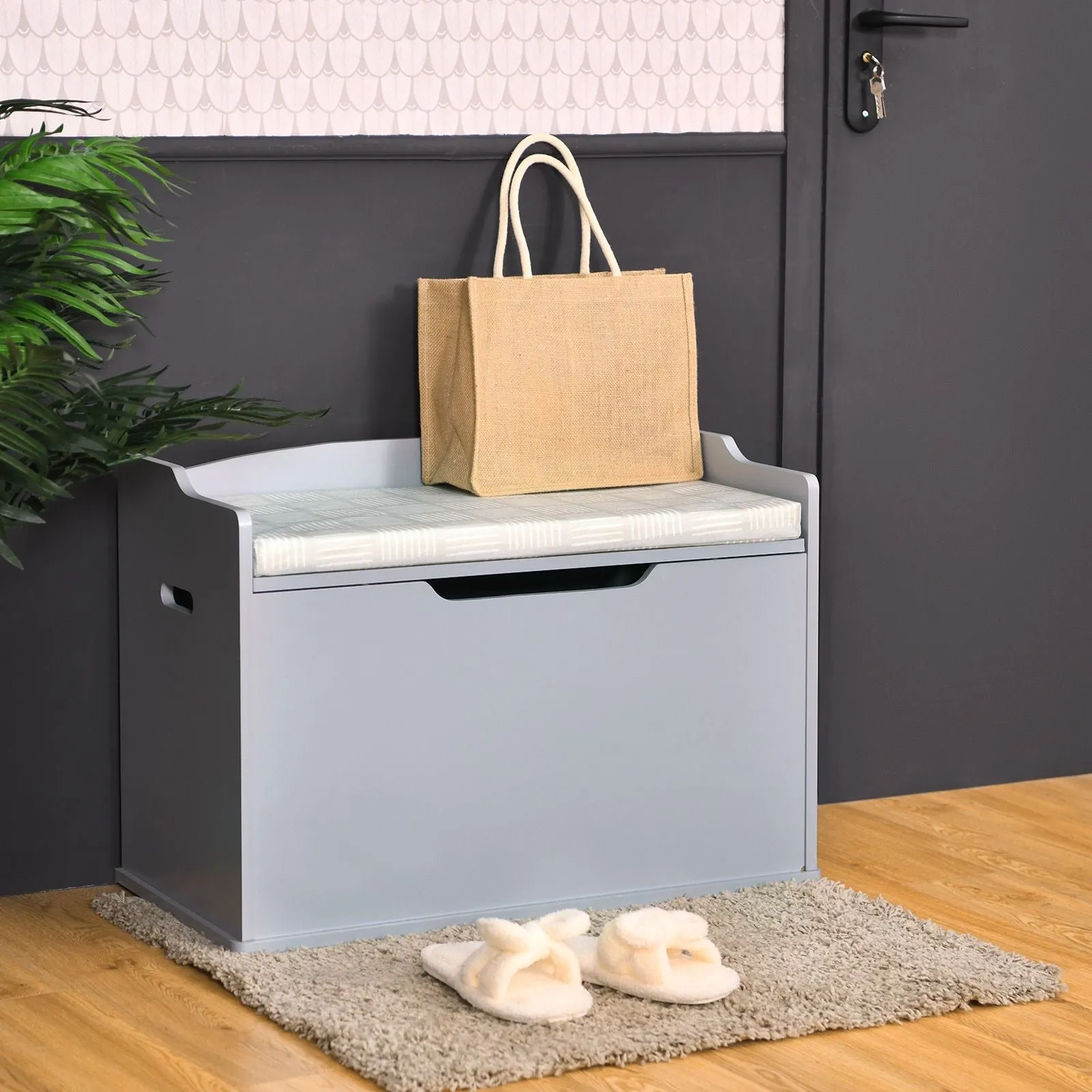 2-in-1 Kids Toy Box and Bench with Cushion | Childrens Wooden Toy Storage Box | 3 Colour Options