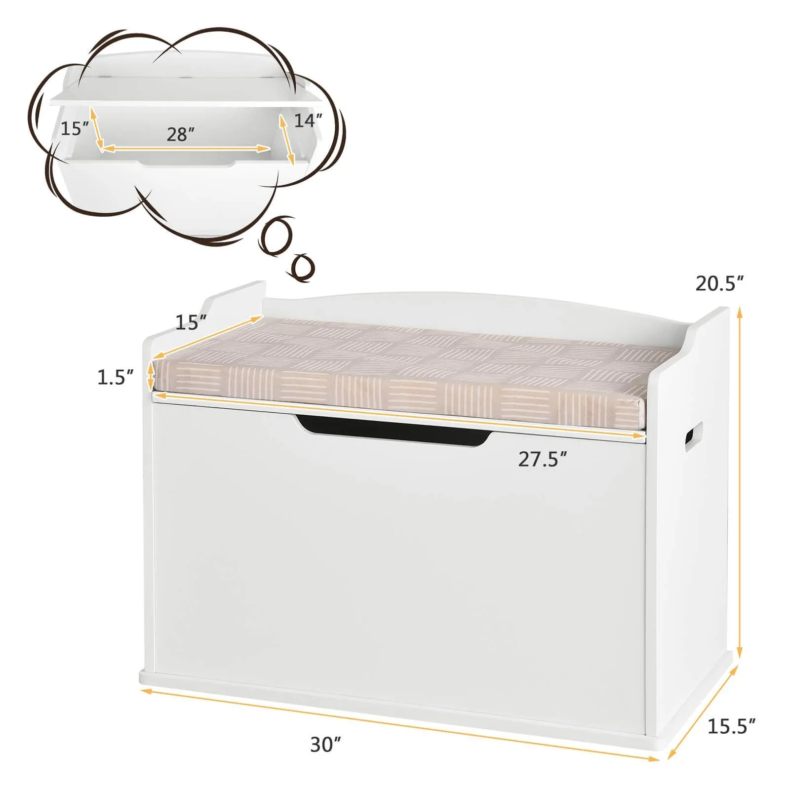2-in-1 Kids Toy Box and Bench with Cushion | Childrens Wooden Toy Storage Box | 3 Colour Options