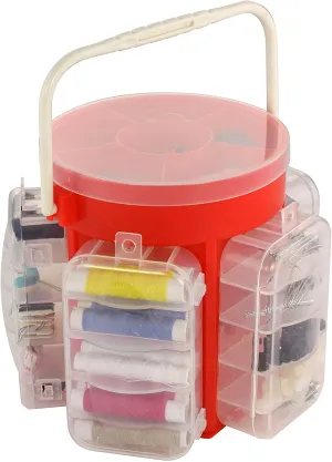 210 Piece Sewing Caddy! 24 snapping buttons, 60 assorted buttons, 30 Color threads, 10 shirt pin, 28 coil, 30 safety pins, 10 Sewing needles, toy Sewing needles, Sewing scissors, tape measure, thimble