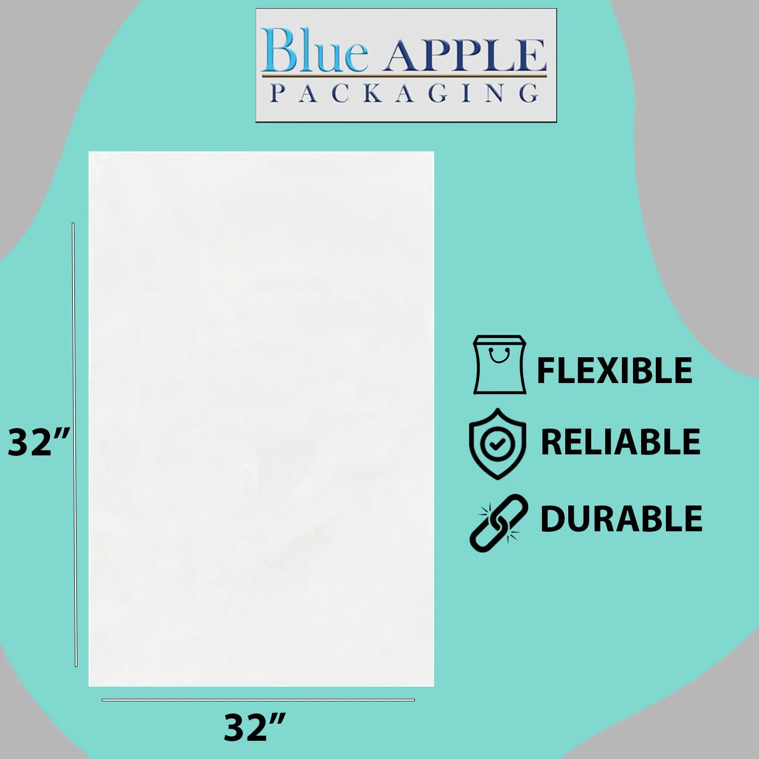 32X32 inches Clear Flat Poly Bags 2Mil Open Top (LDPE)