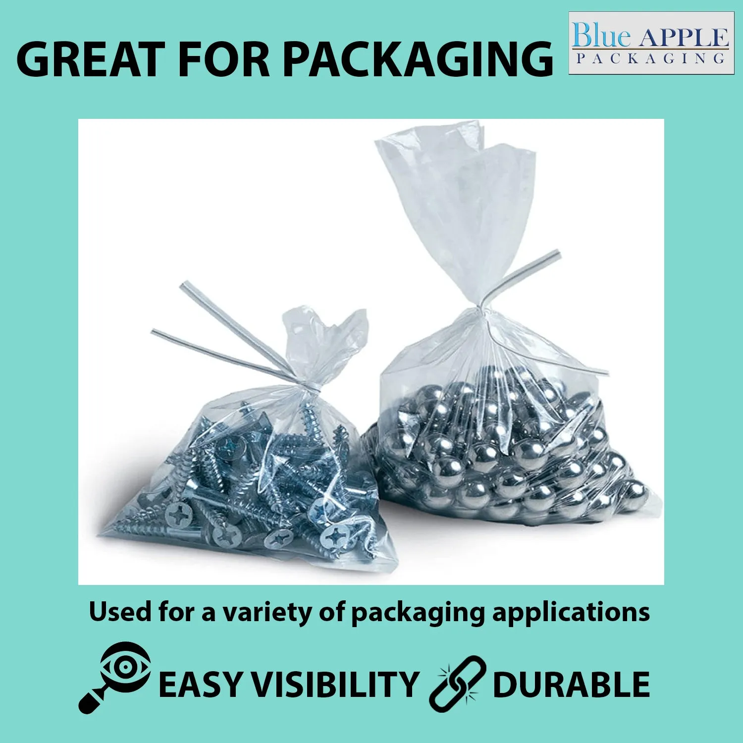 32X32 inches Clear Flat Poly Bags 2Mil Open Top (LDPE)