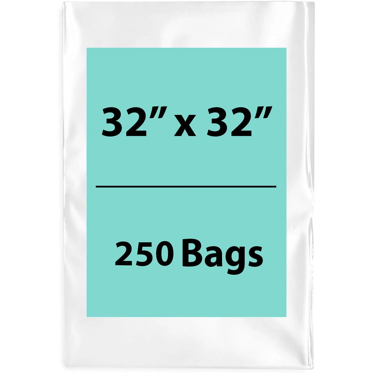 32X32 inches Clear Flat Poly Bags 2Mil Open Top (LDPE)