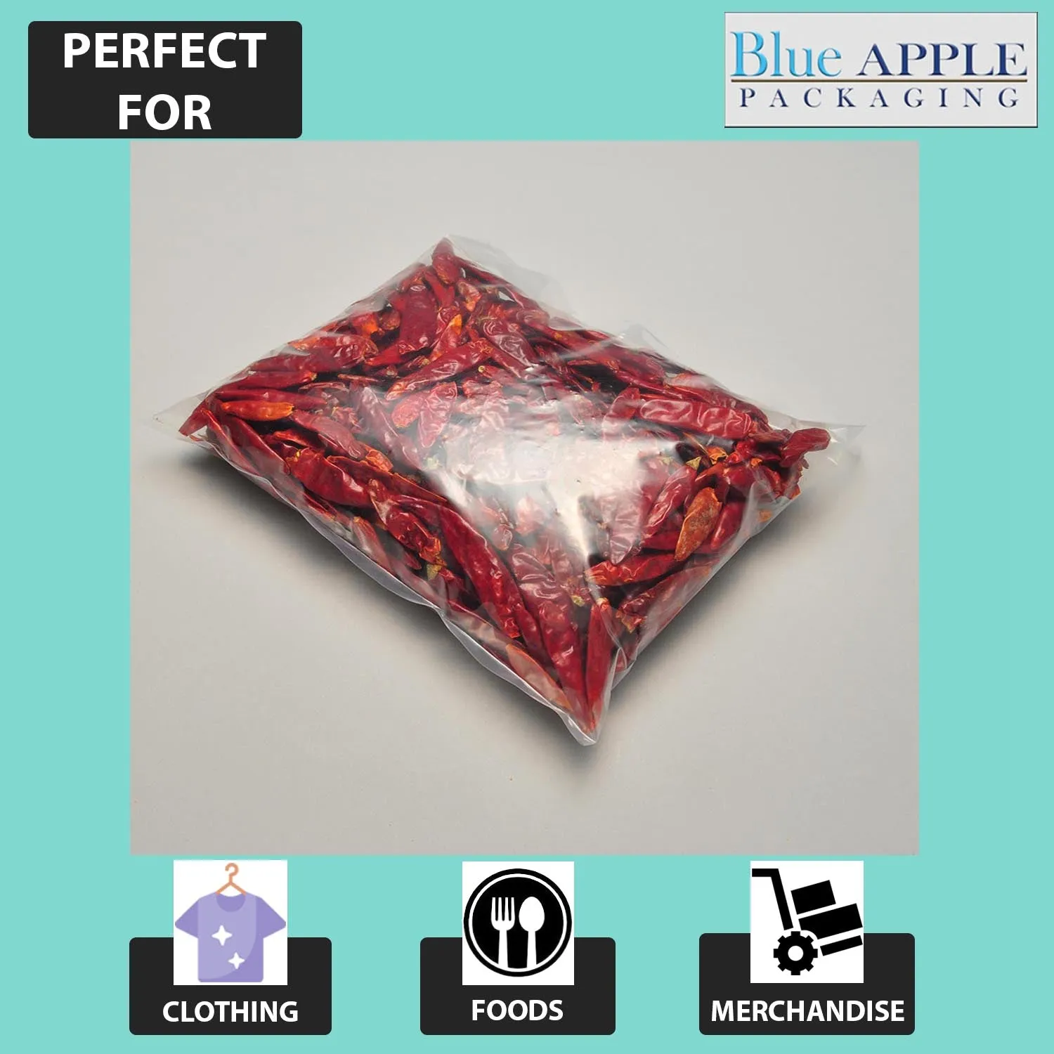 32X32 inches Clear Flat Poly Bags 2Mil Open Top (LDPE)