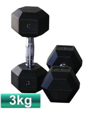 3KG RUBBER HEX DUMBBELLS SET