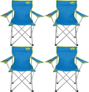 4 Yello Folding Beach Chairs For Camping, Fishing Or Beach - Blue