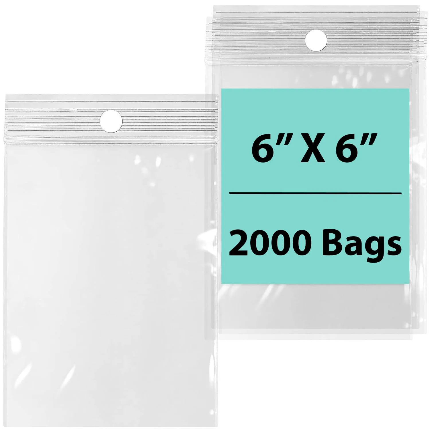 6X6 inches Reclosable Poly Bags with Hang Hole 4 Mil (LDPE) Single Track Zipper