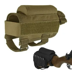 Adjustable Tactical Cheek Rest Pouch With Shell Holder - Tan