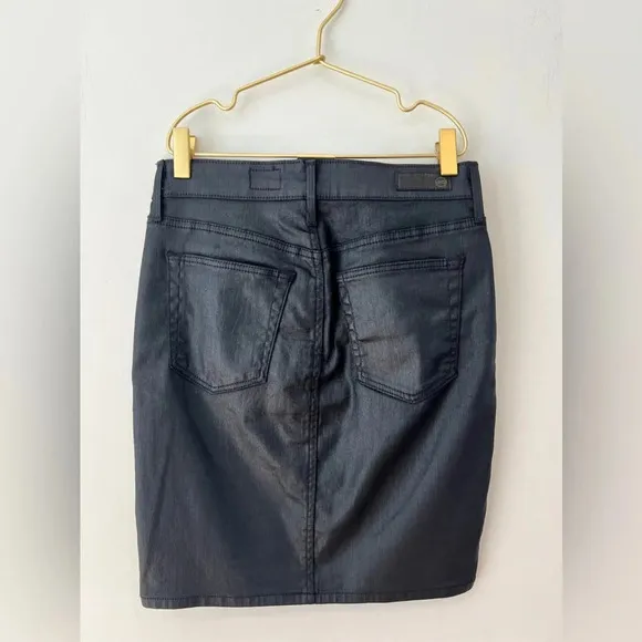 AG The Kodie Biker Pencil Mini Black coated  Skirt size 25