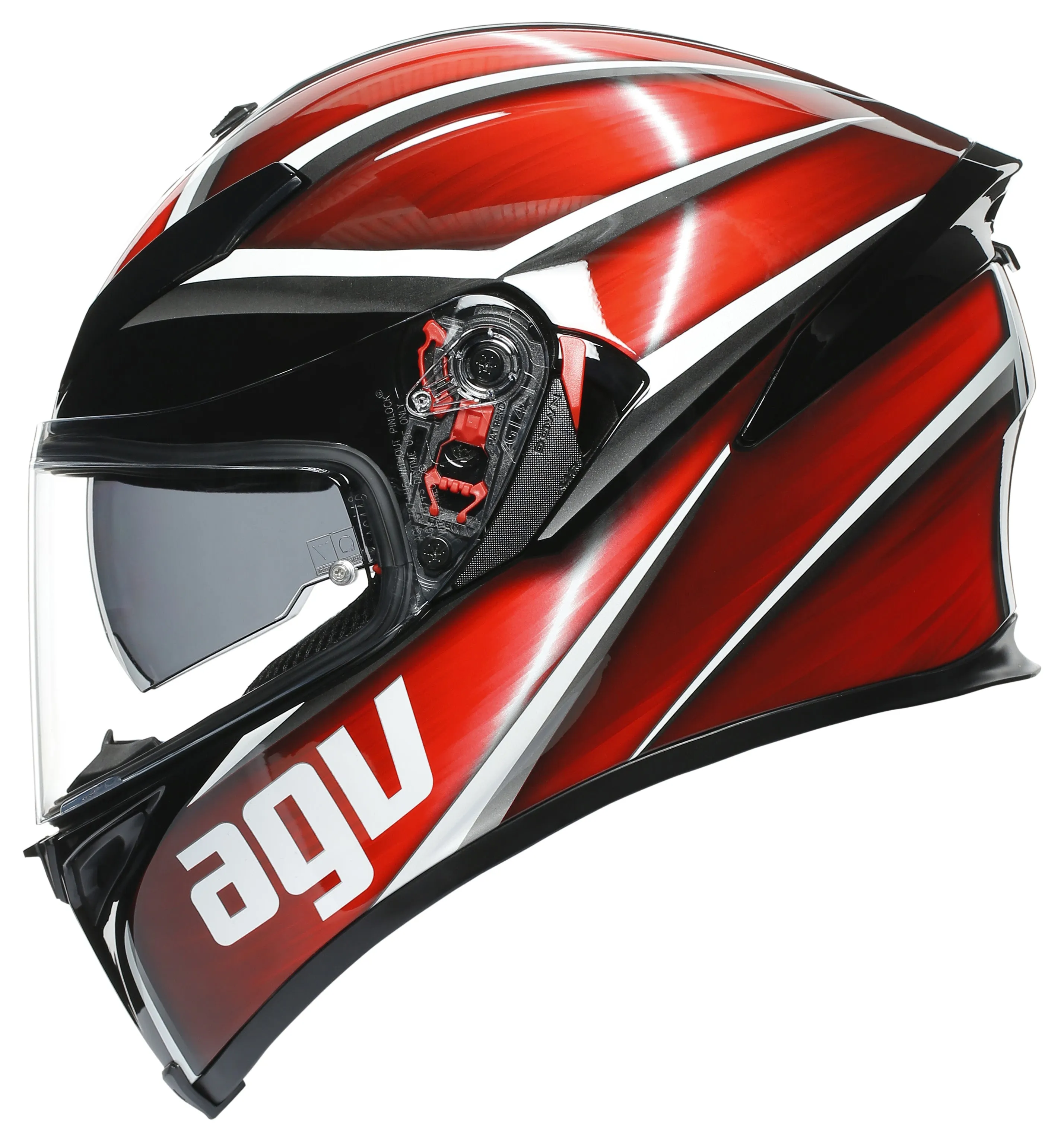 AGV K-5 S Full-Face Motorcycle Helmet - Tempest Black/Red Graphic