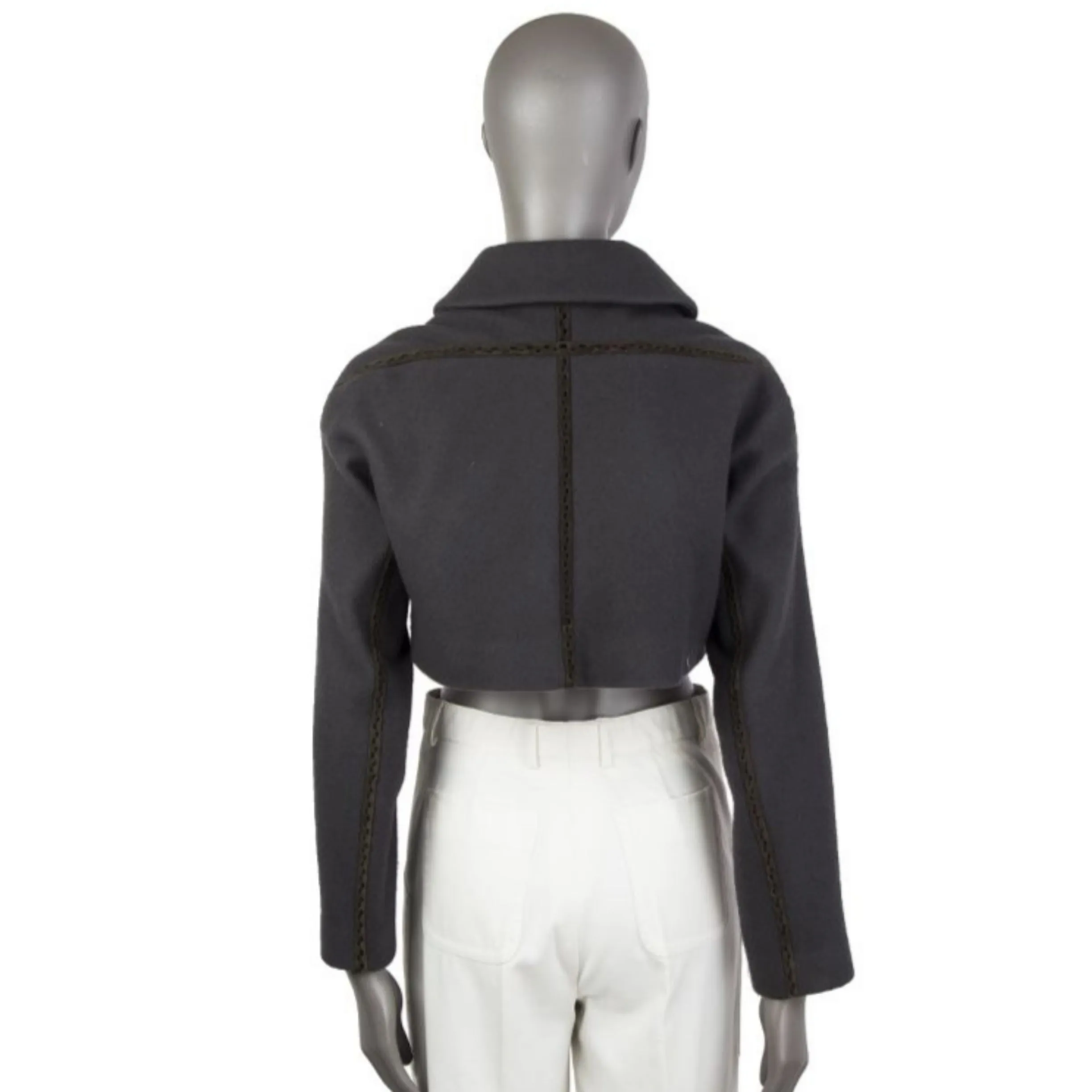 ALAÏA Gray Braid-Trim Bolero Size 38