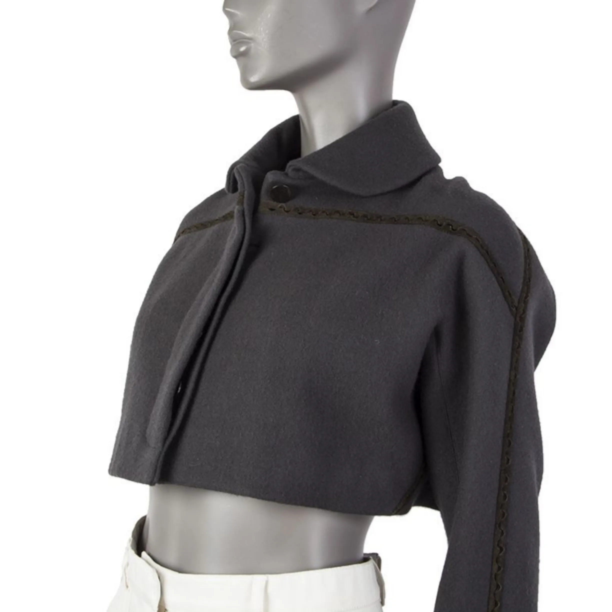 ALAÏA Gray Braid-Trim Bolero Size 38