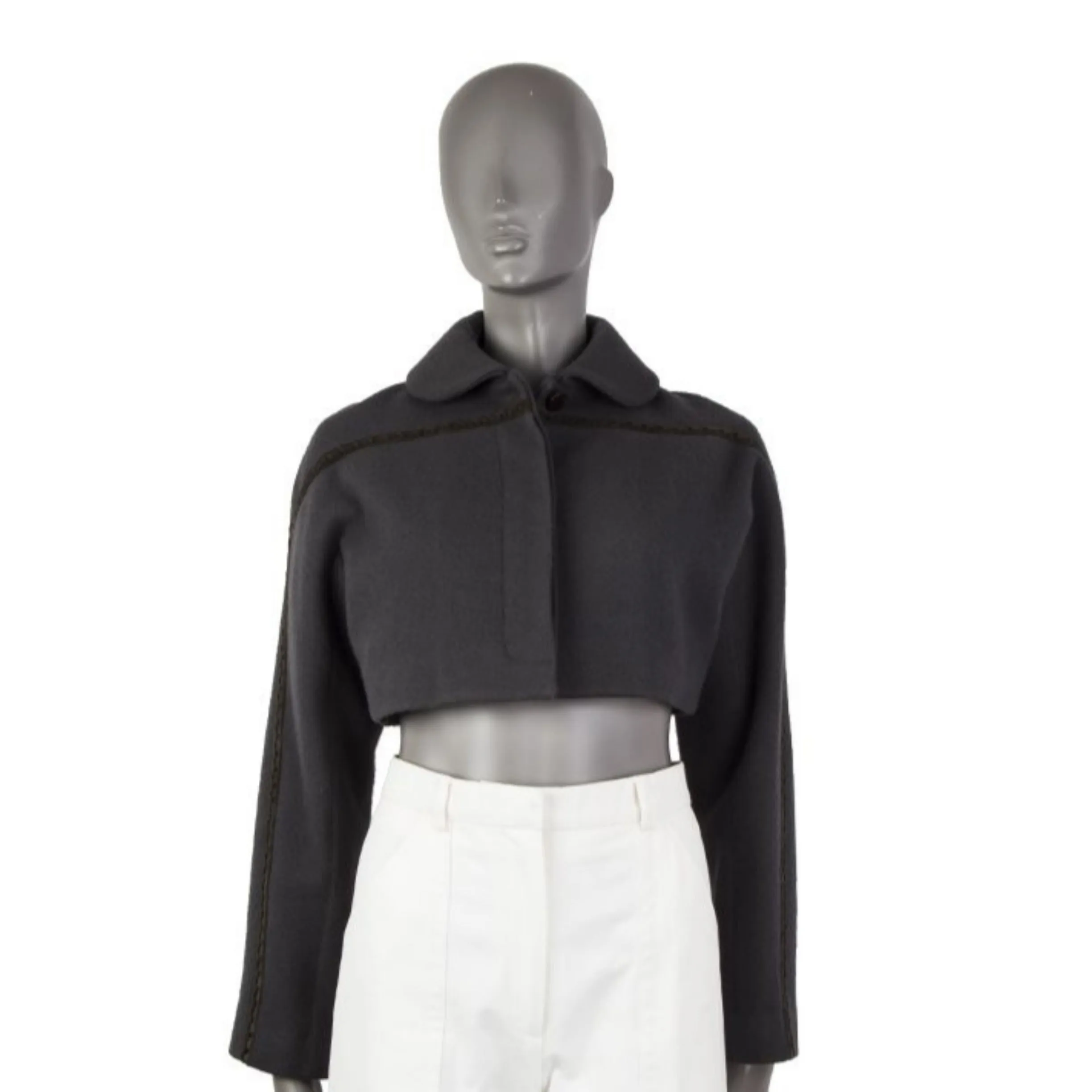 ALAÏA Gray Braid-Trim Bolero Size 38