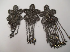 Antique 1920s  beaded appliques set of 3