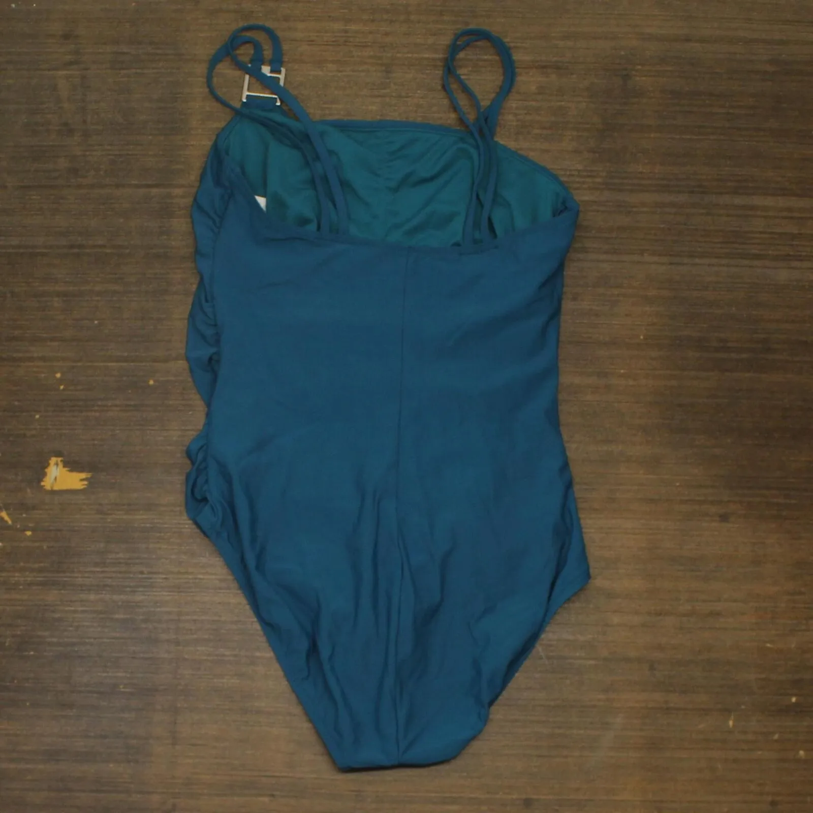 Aqua Green UPF 50 Double Strap Asymmetrical One Piece Swimsuit Teal Green L