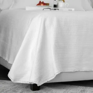 Battersea Queen Coverlet White Cotton 96X98