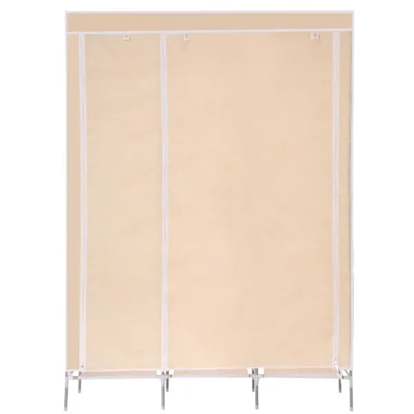 Beige 68-inch Portable Closet Wardrobe Clothes Rack Storage Shelf