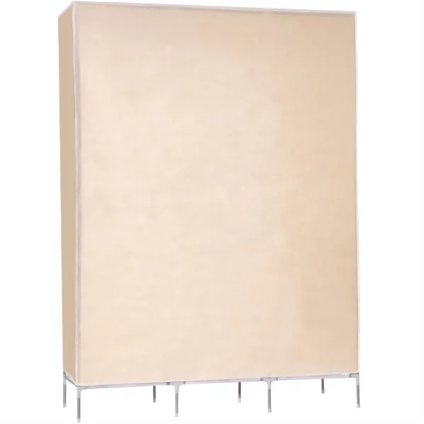 Beige 68-inch Portable Closet Wardrobe Clothes Rack Storage Shelf