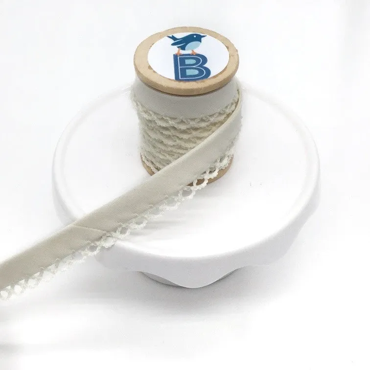Bias Tape Double Fold Crocheted Edge in Solid Cream