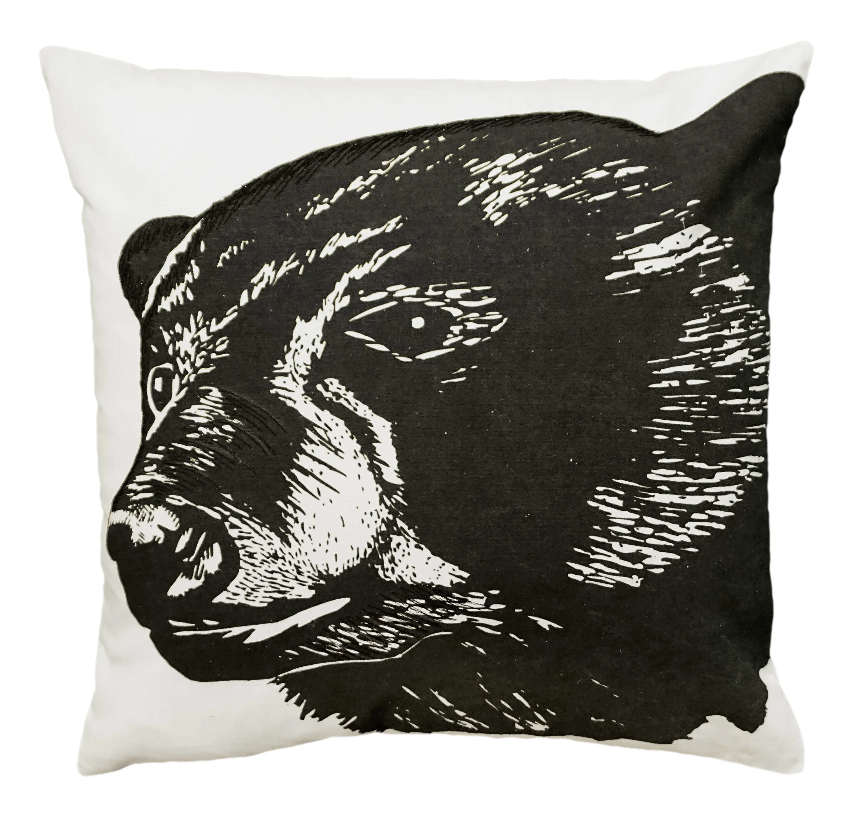 Black Bear 20"x20" Cotton Embroidered Pillow