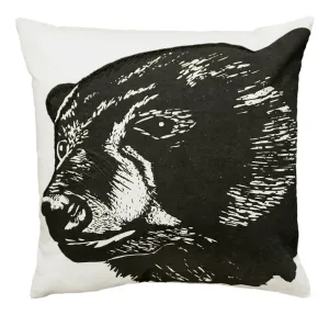 Black Bear 20"x20" Cotton Embroidered Pillow