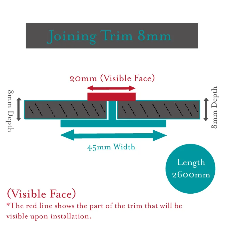 Black H Trim Joining Trim For 8mm Wall Cladding PVC Bathroom Panels 2.6m Long