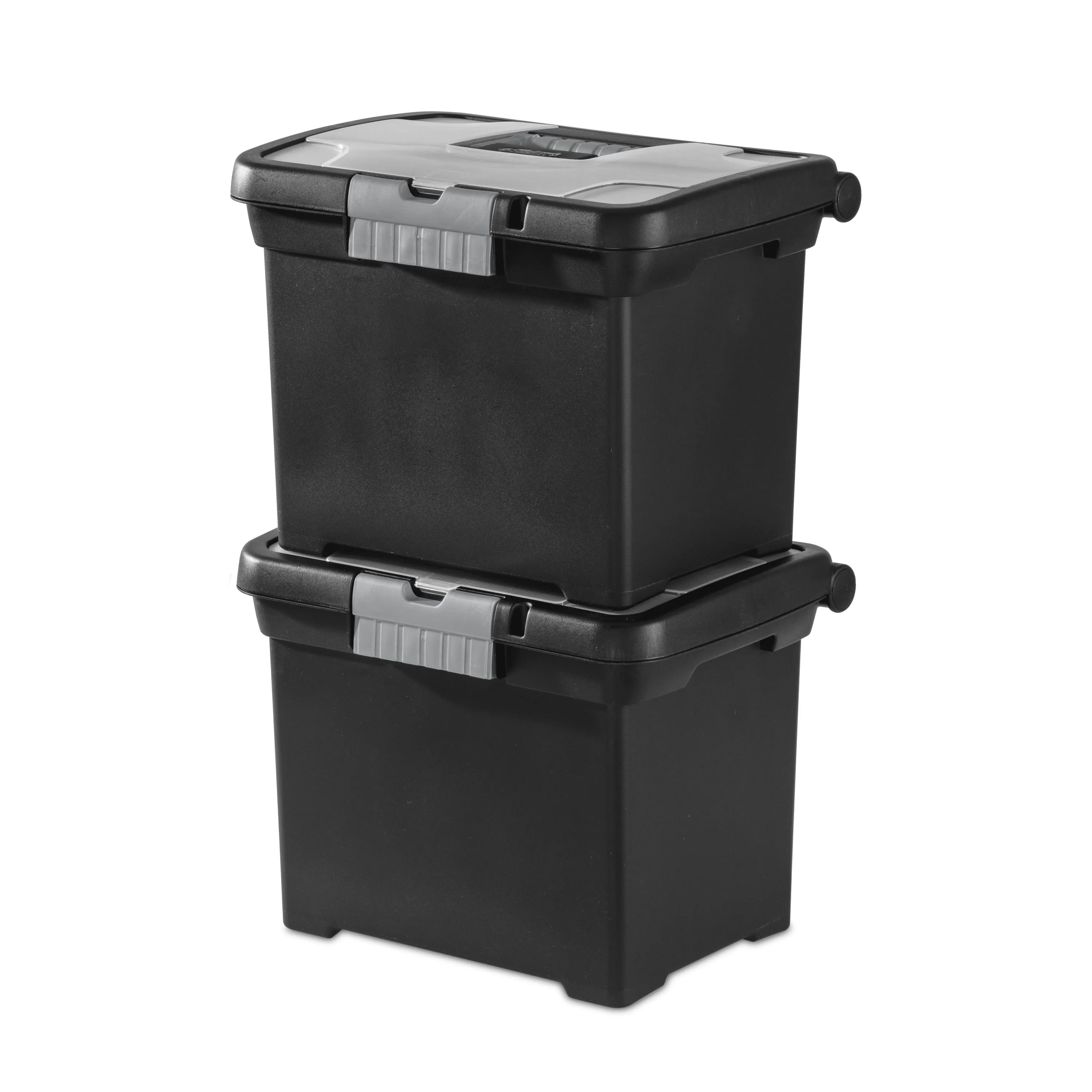 Black Portable File Box Letter Size Organizer w/ In-Lid Storage 15 x 10.88 x11.5