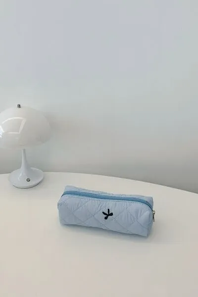Bow Embroidered Quilted Storage Bag