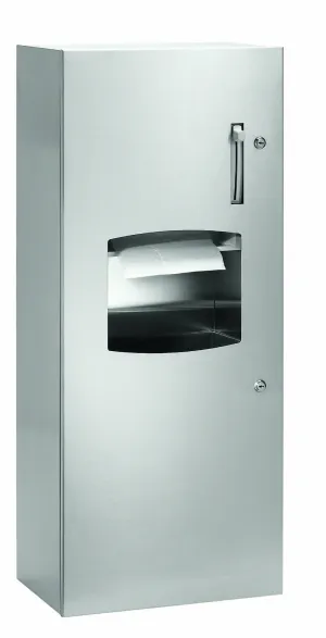 Bradley 2277-100000 Contemporary Stainless Steel Semi-Recessed Mounted Towel Dispenser/Waste Receptacle, 17-3/8" Width x 41-1/4" Height x 10-1/2" Depth
