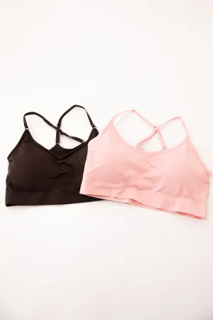 Brown and Baby Pink Padded Bralette Bundle