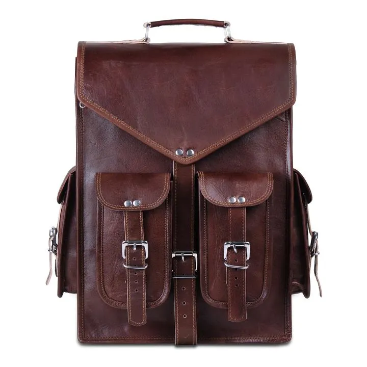 Brown Convertible Leather Backpack