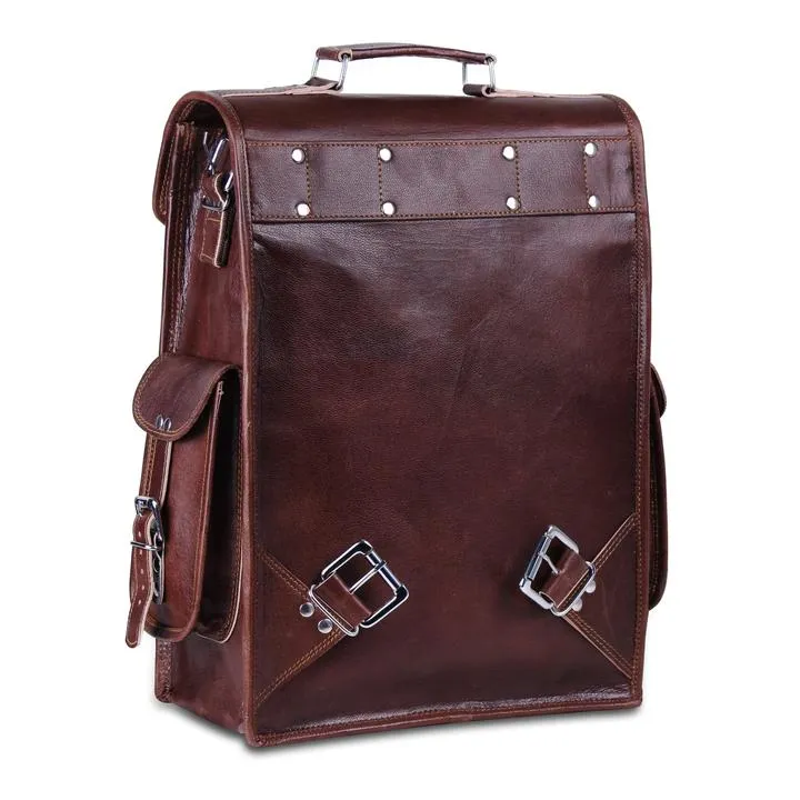 Brown Convertible Leather Backpack