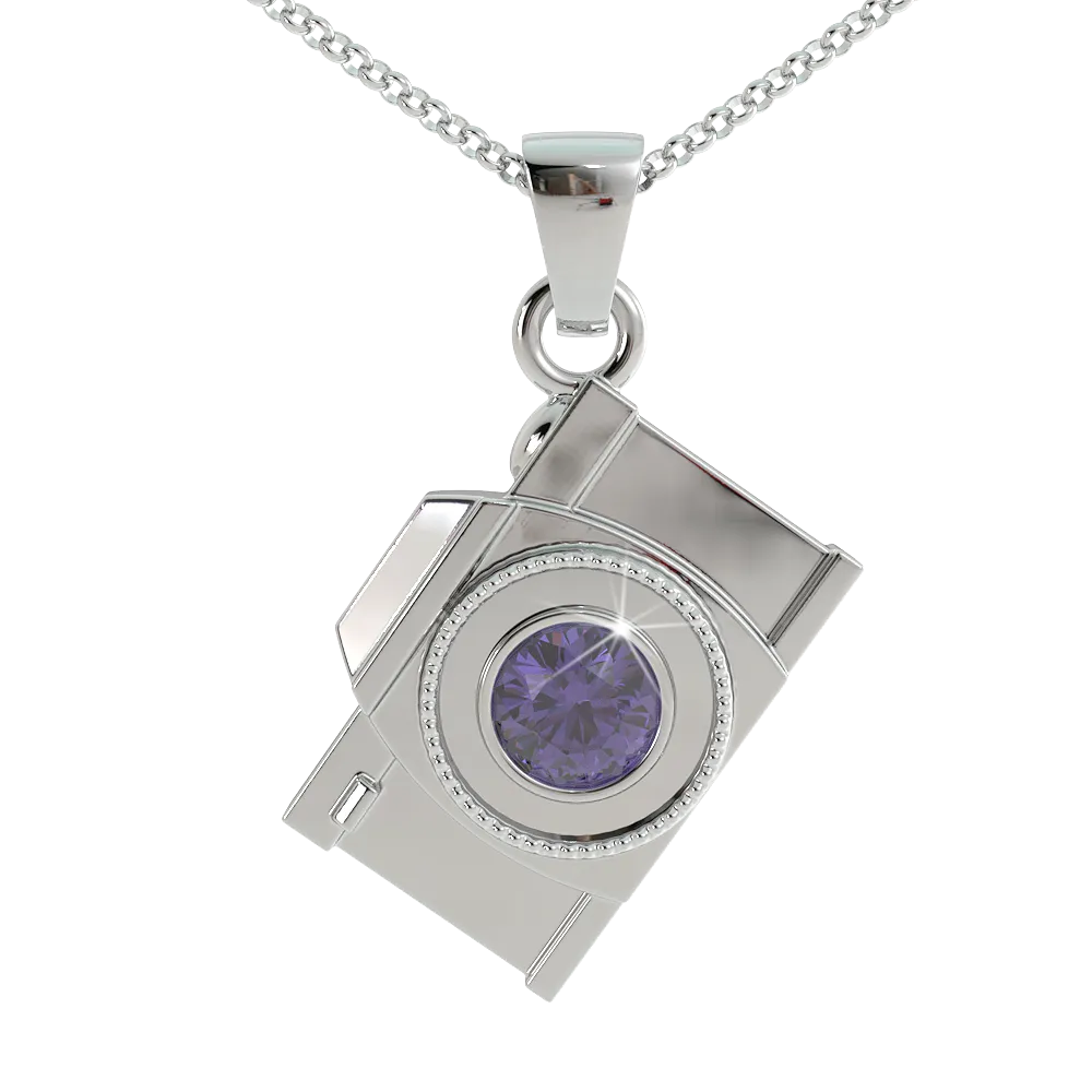 Camera Birthstone Pendant