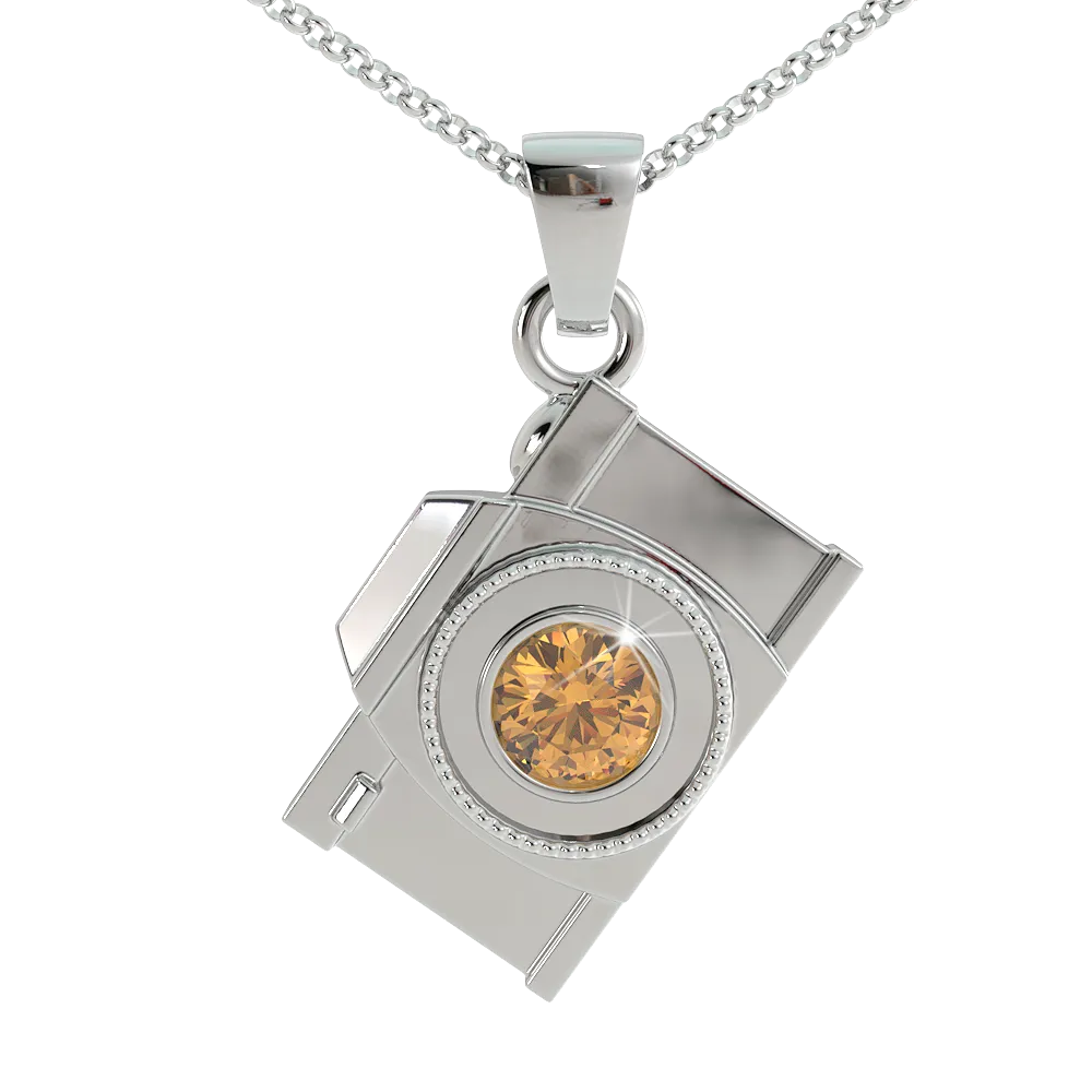 Camera Birthstone Pendant
