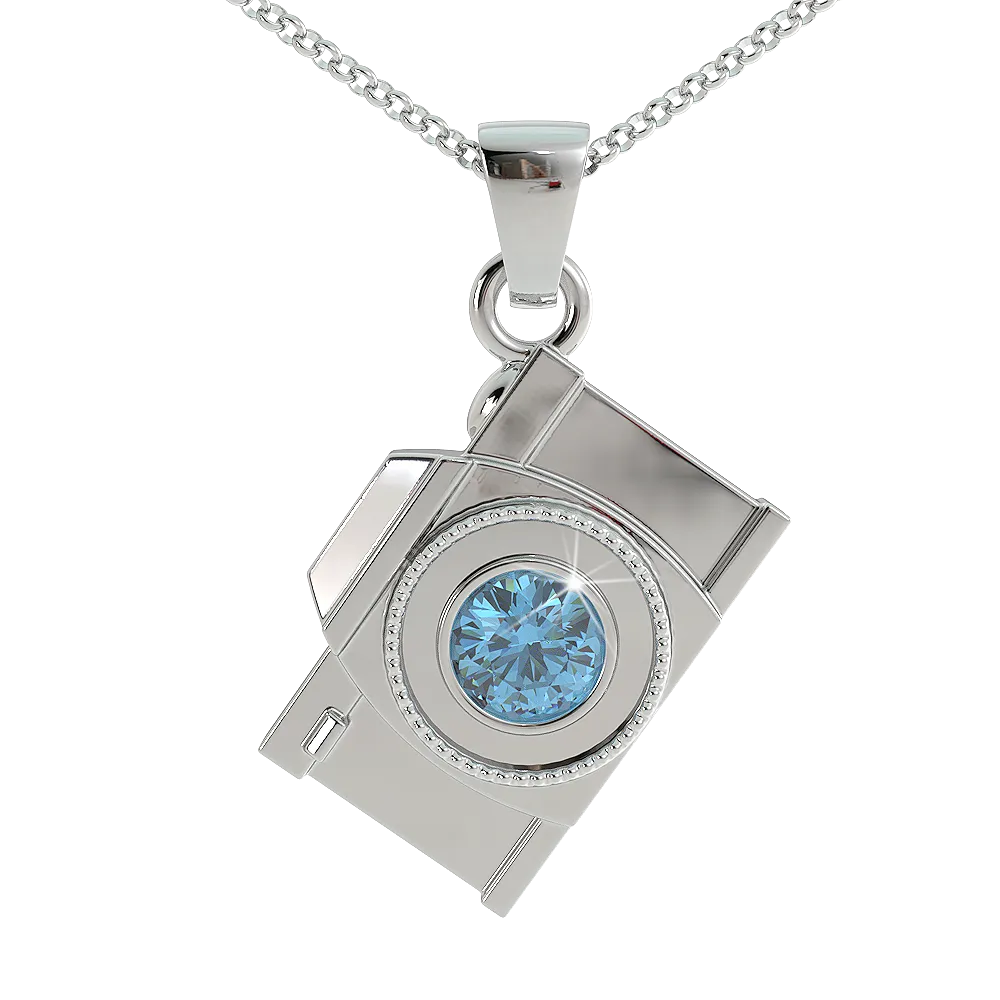 Camera Birthstone Pendant