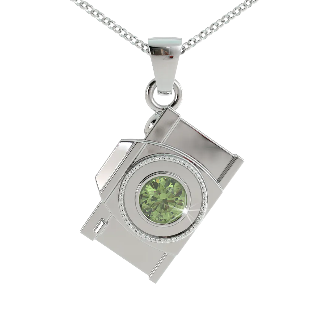 Camera Birthstone Pendant