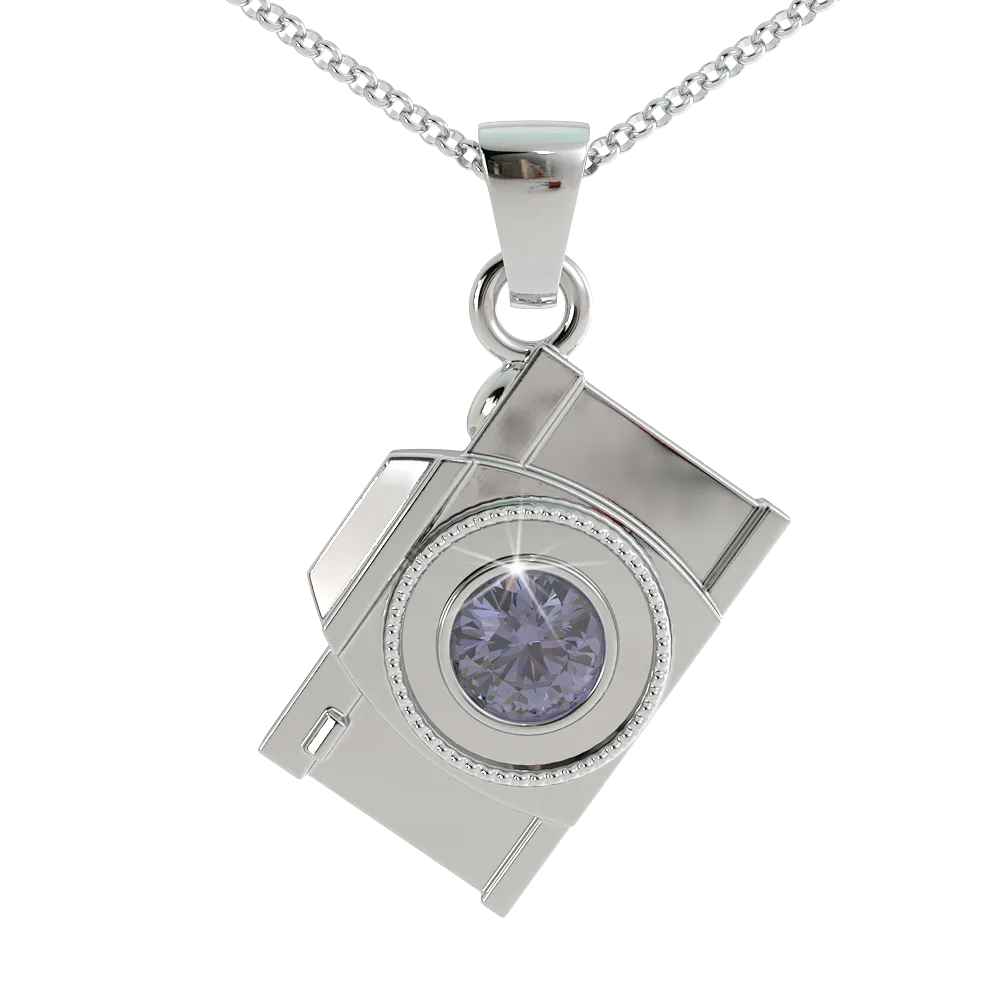 Camera Birthstone Pendant