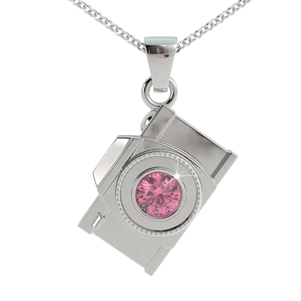 Camera Birthstone Pendant