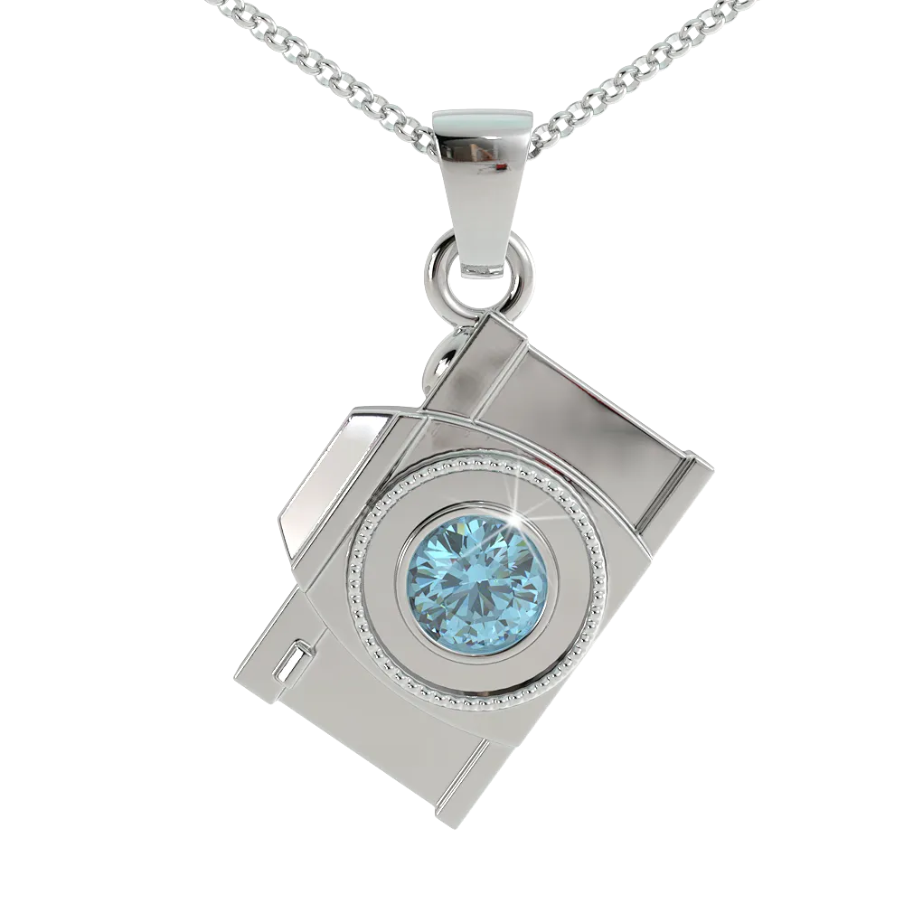 Camera Birthstone Pendant